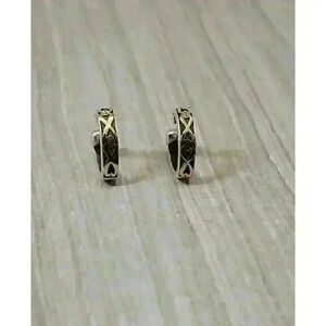 John Hardy Sterling Silver 18kt Yellow Gold Hinged Huggie Hoop Earrings